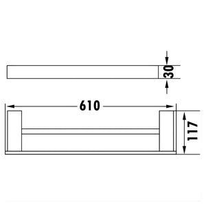 IKON ROSA DOUBLE TOWEL RAIL 610MM CHROME