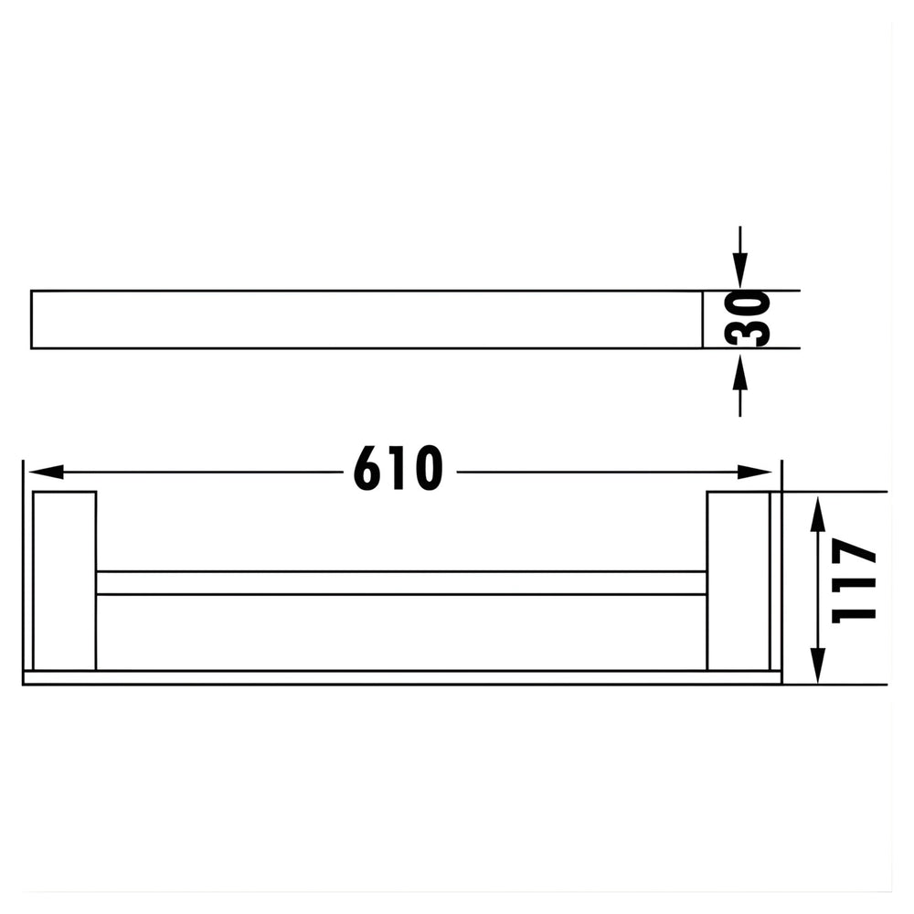 IKON ROSA DOUBLE TOWEL RAIL 610MM MATTE BLACK