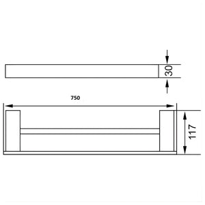 IKON ROSA DOUBLE TOWEL RAIL 750MM MATTE BLACK