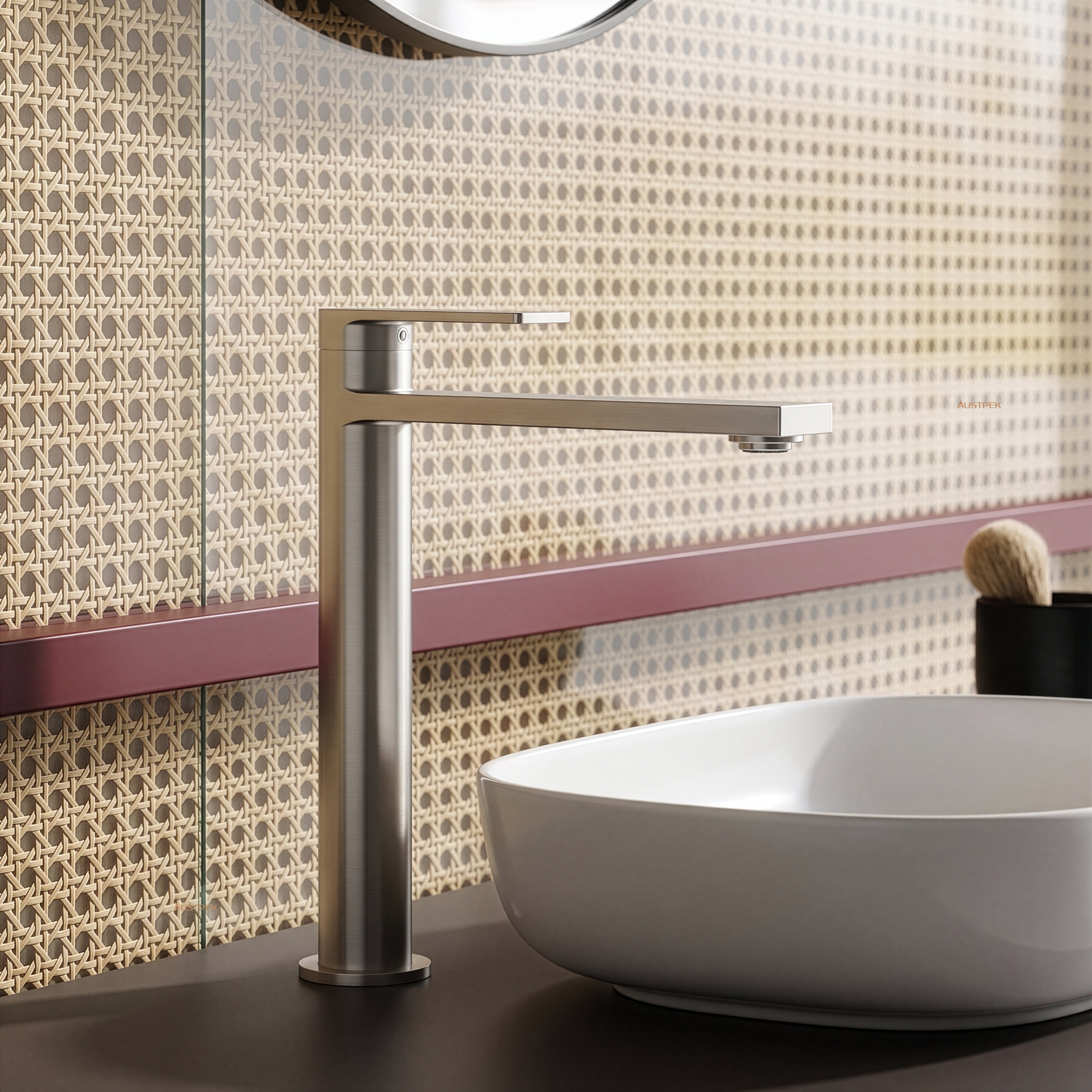 IKON RUKI HIGH RISE BASIN MIXER 256MM BRUSHED NICKEL