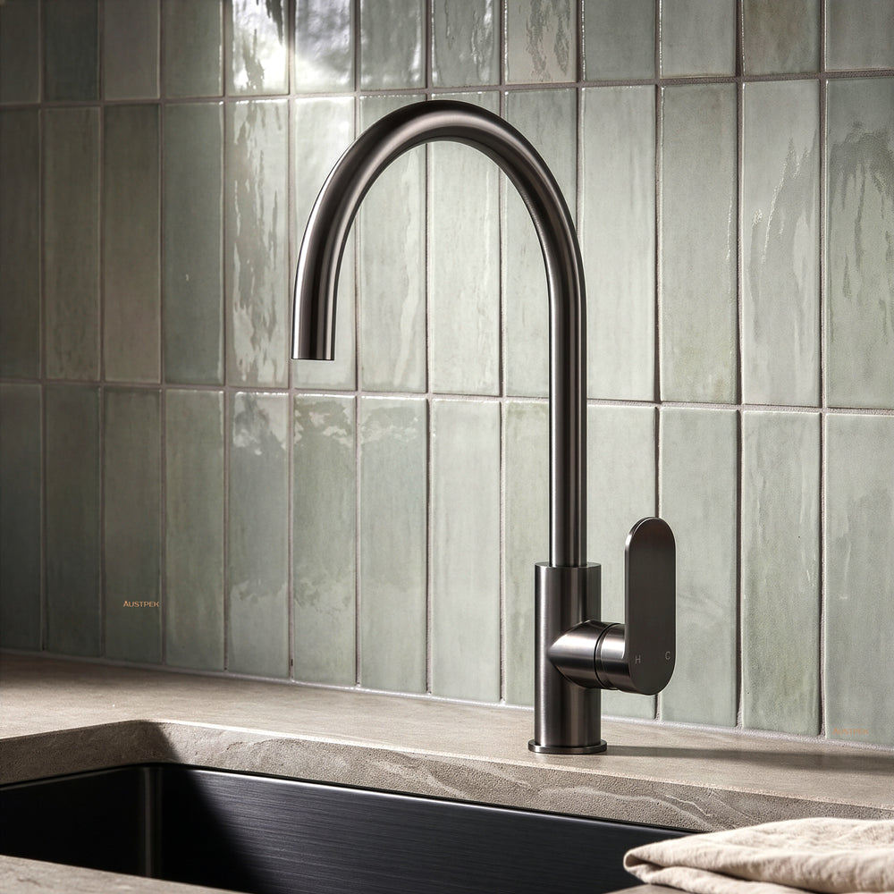 IKON SORA SS GOOSENECK SINK MIXER 397MM GUN METAL