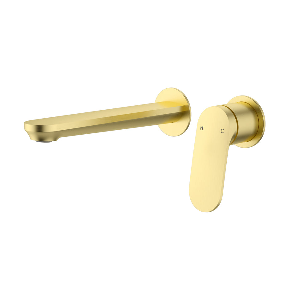 IKON SULU II WALL BASIN MIXER TRIM KIT WITH ROUGH IN BODY 222MM BRUSHED GOLD