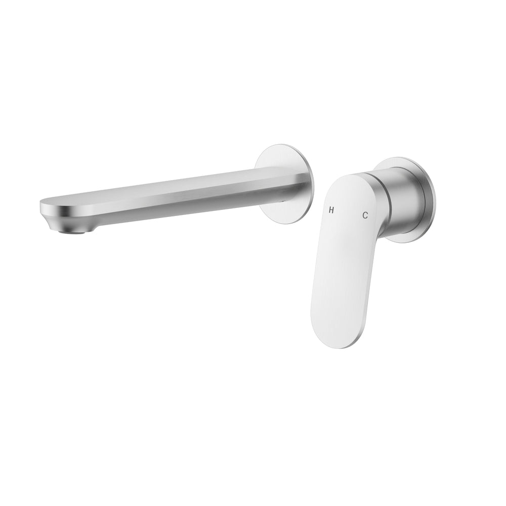 IKON SULU II WALL BASIN MIXER TRIM KIT WITH ROUGH IN BODY 222MM BRUSHED NICKEL