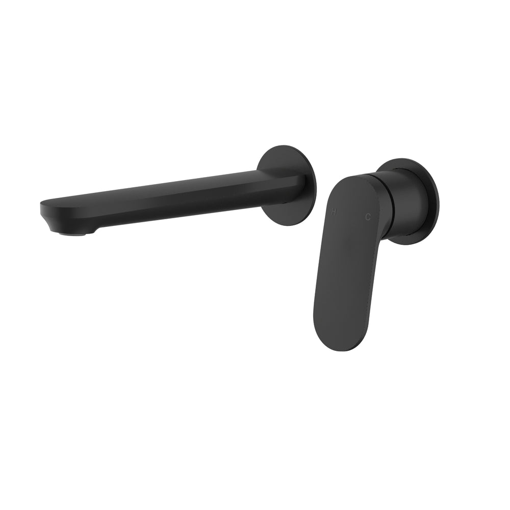 IKON SULU II WALL BASIN MIXER TRIM KIT WITH ROUGH IN BODY 222MM MATTE BLACK
