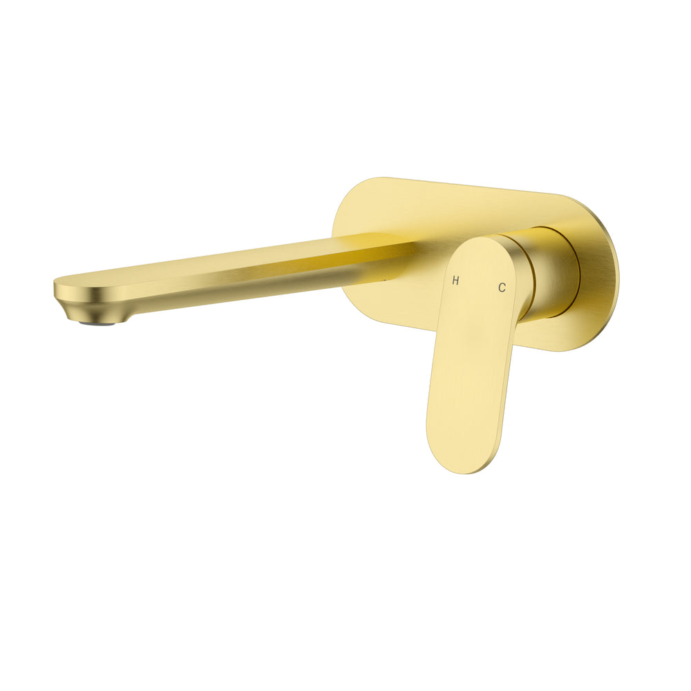IKON SULU II WALL BASIN MIXER TRIM KIT WITH ROUGH IN BODY 223MM BRUSHED GOLD