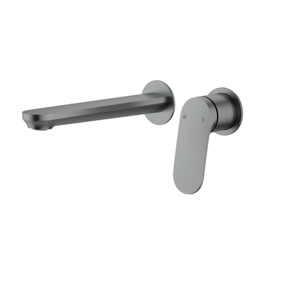 IKON SULU II LEAD FREE WALL BASIN MIXER TRIM KIT WITH ROUGH IN BODY 222MM GUN METAL