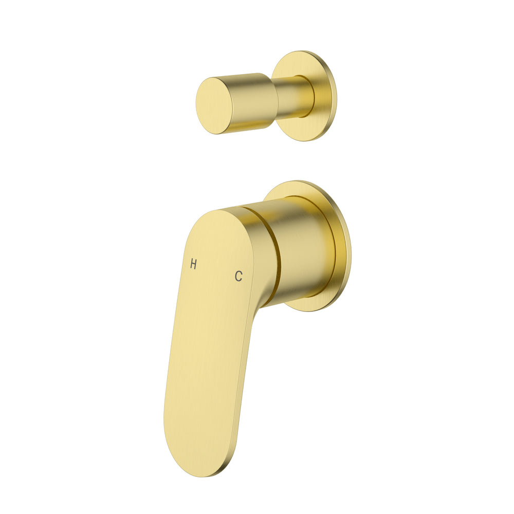 IKON SULU II WALL DIVERTER MIXER TRIM KIT WITH ROUGH IN BODY BRUSHED GOLD