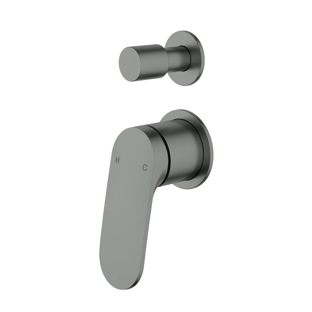 IKON SULU II WALL DIVERTER MIXER TRIM KIT WITH ROUGH IN BODY GUN METAL