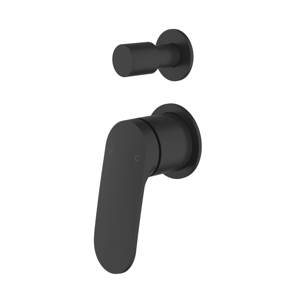 IKON SULU II WALL DIVERTER MIXER TRIM KIT WITH ROUGH IN BODY MATTE BLACK
