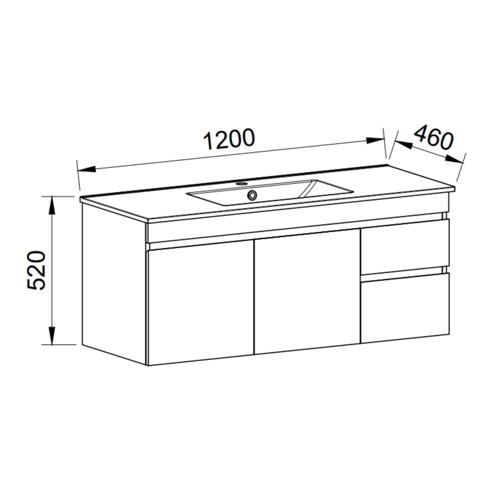TIMBERLINE INDIANA CUSTOM WALL HUNG VANITY (ALL SIZING)