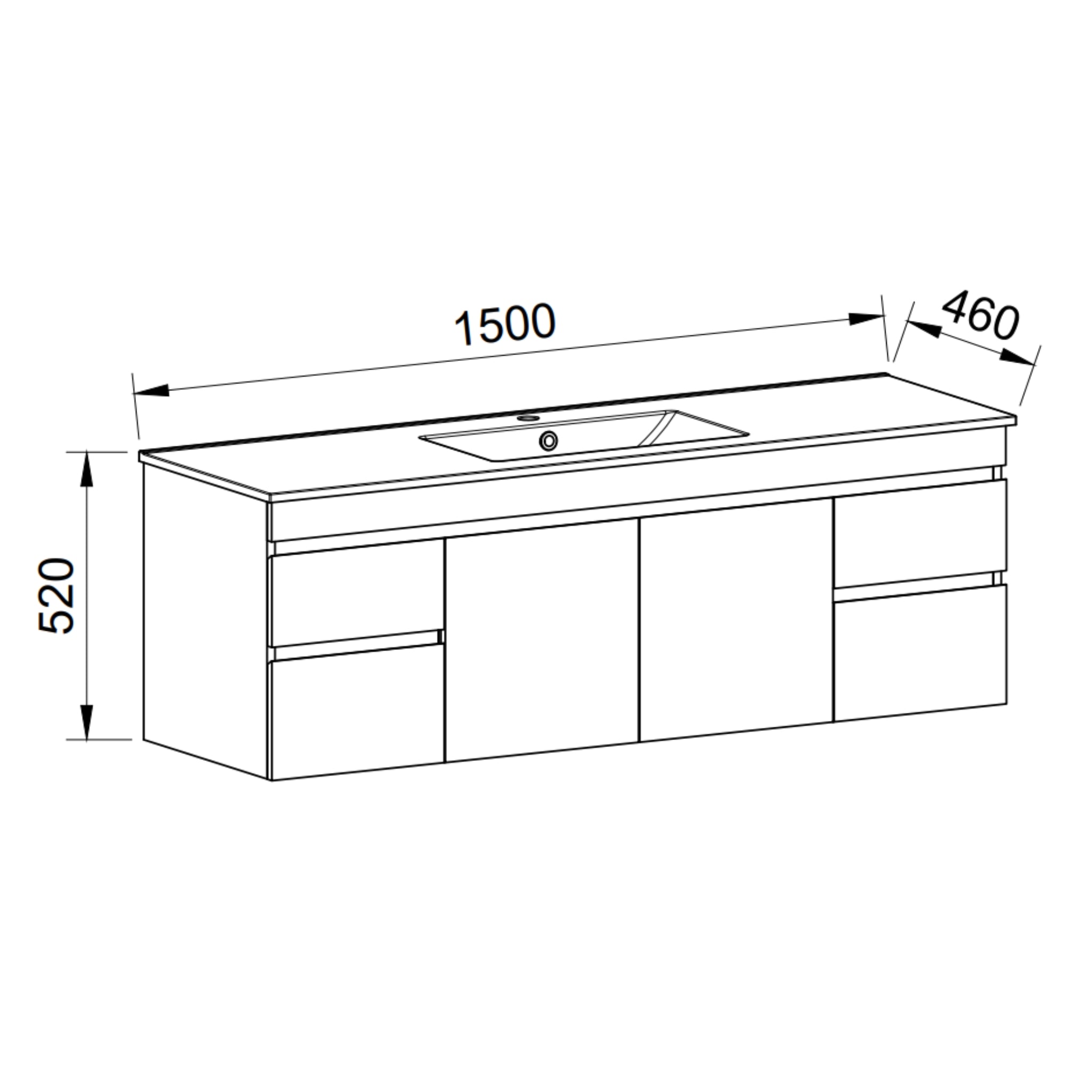 TIMBERLINE INDIANA CUSTOM WALL HUNG VANITY (ALL SIZING)