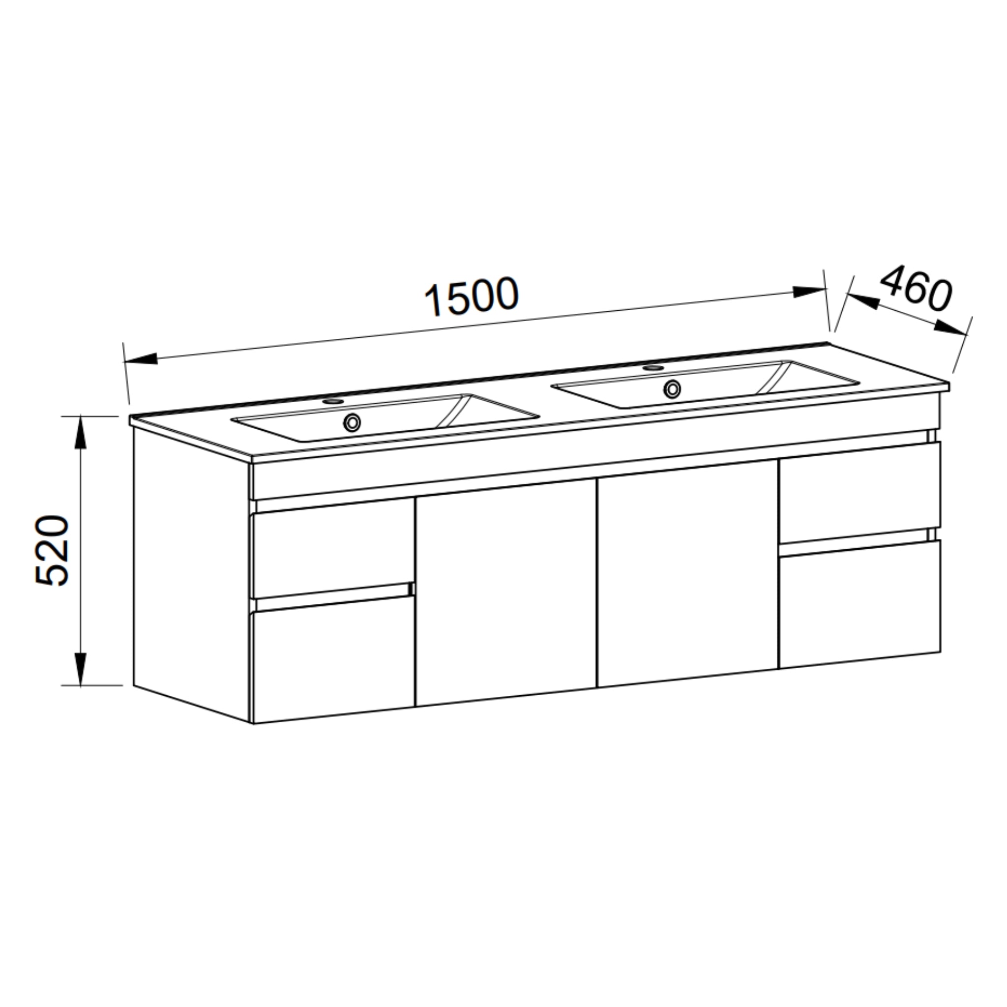 TIMBERLINE INDIANA CUSTOM WALL HUNG VANITY (ALL SIZING)