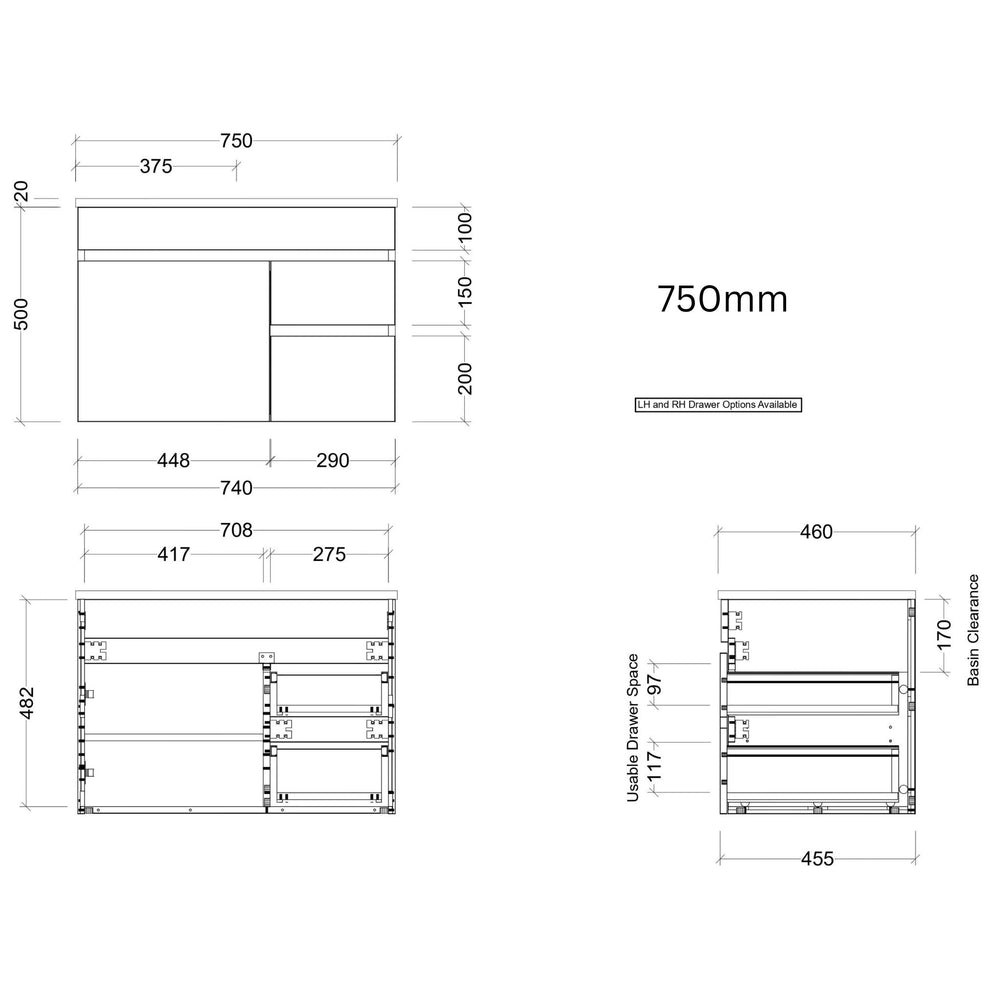 TIMBERLINE INDIANA CUSTOM WALL HUNG VANITY (ALL SIZING)