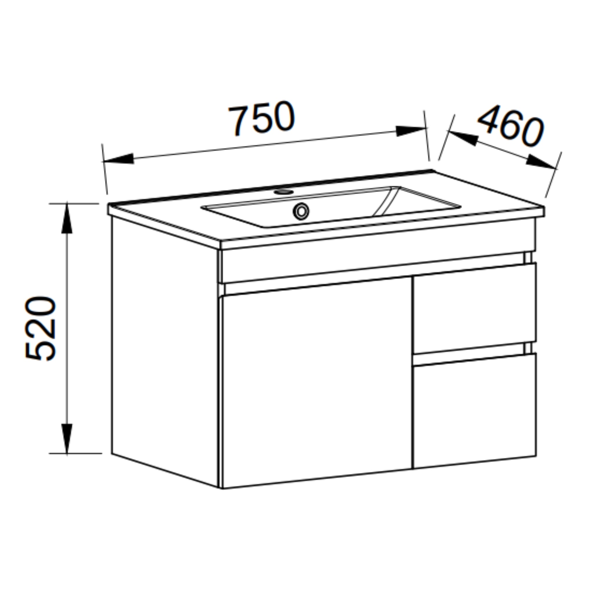 TIMBERLINE INDIANA CUSTOM WALL HUNG VANITY (ALL SIZING)