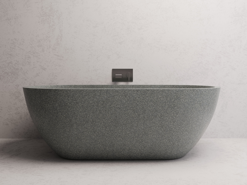 MADU INDY FREESTANDING BATHTUB HANDCRAFTED TERRAZO STONE GREY 1700MM