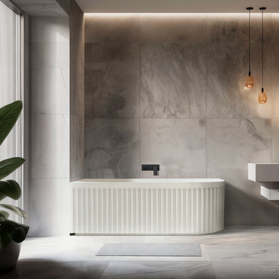INFINITY ARTEMIS LEFT CORNER BATHTUB MATTE WHITE (AVAILABLE IN 1500MM AND 1700MM)