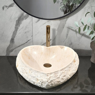 INFINITY ART BASIN NATURE STONE HEART SHAPE MARBLE 440MM