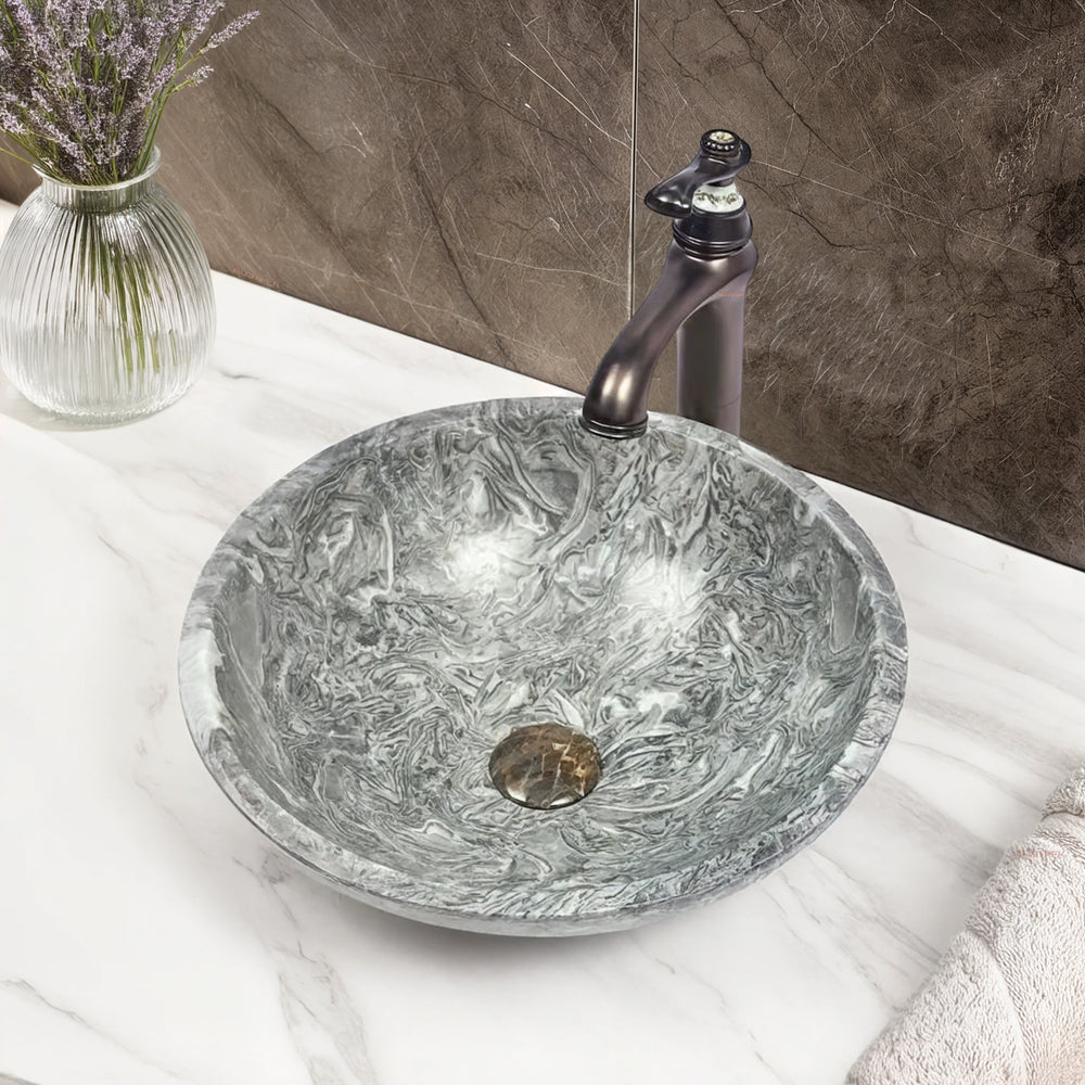 INFINITY ART BASIN NATURE STONE ROUND MARBLE 420MM