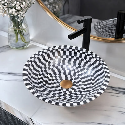 INFINITY ART BASIN NATURE STONE ROUND MARBLE MOSAIC 420MM