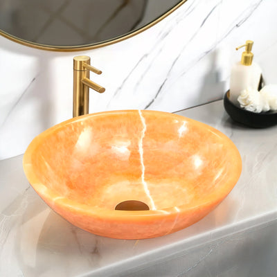 INFINITY ART BASIN NATURE STONE ROUND YELLOW ONYX 420MM