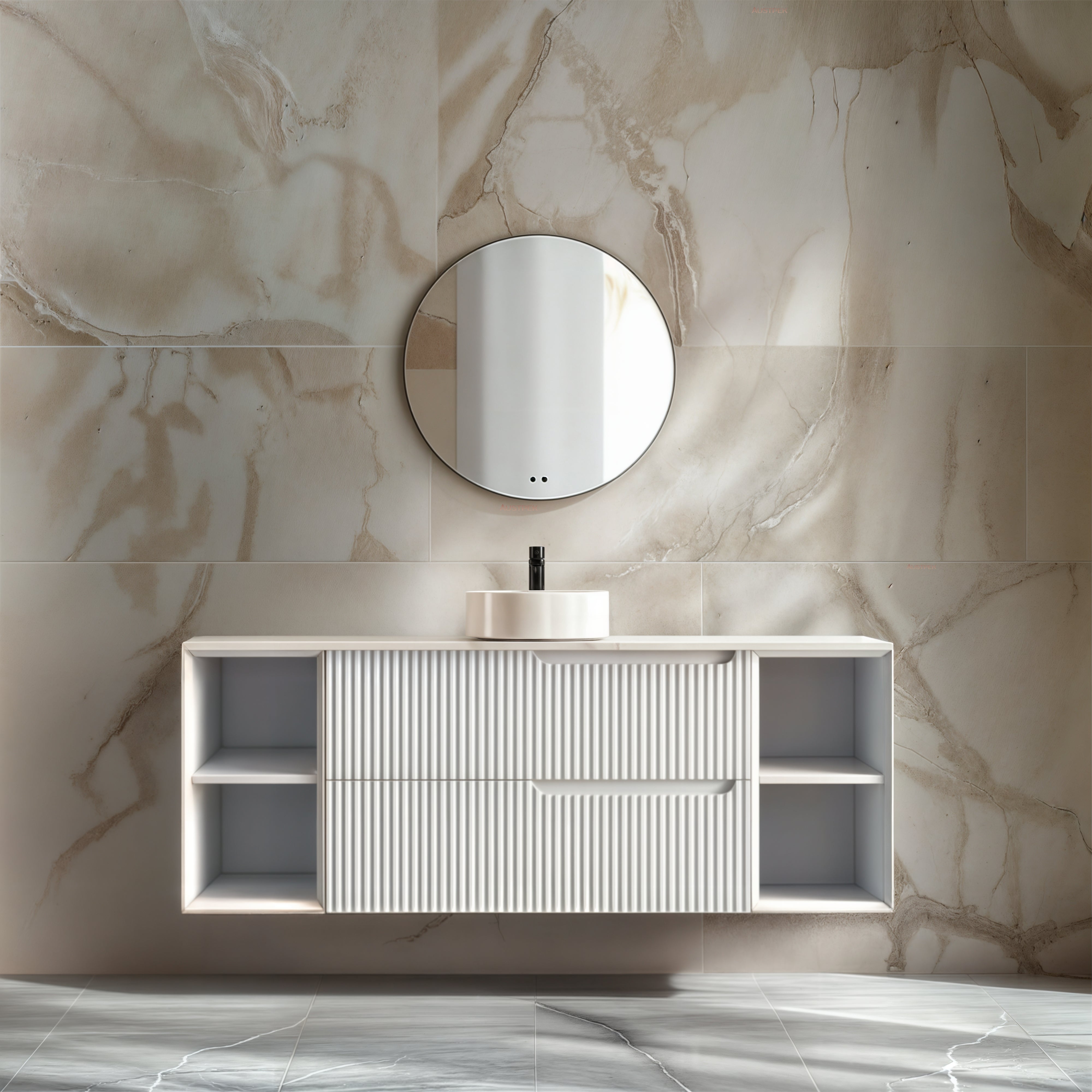 INFINITY SERSI MATTE WHITE 1500MM SINGLE BOWL WALL HUNG VANITY