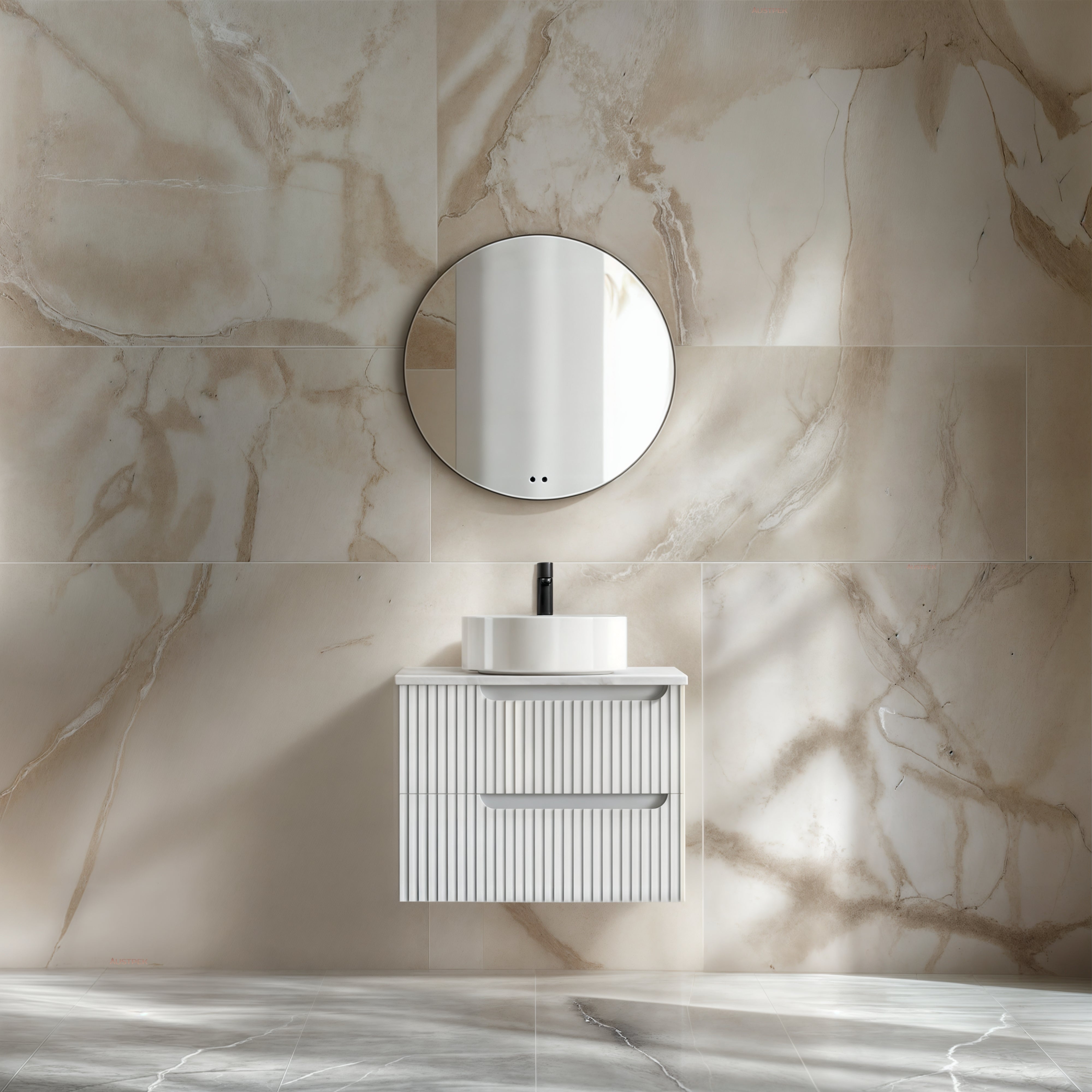 INFINITY SERSI MATTE WHITE 600MM SINGLE BOWL WALL HUNG VANITY