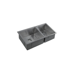VEROTTI INOX 1 1/2 BOWL UNIVERSAL STAINLESS STEEL KITCHEN SINK GUN METAL 670MM (AVAILABLE IN LEFT OR RIGHT CONFIGURATION)