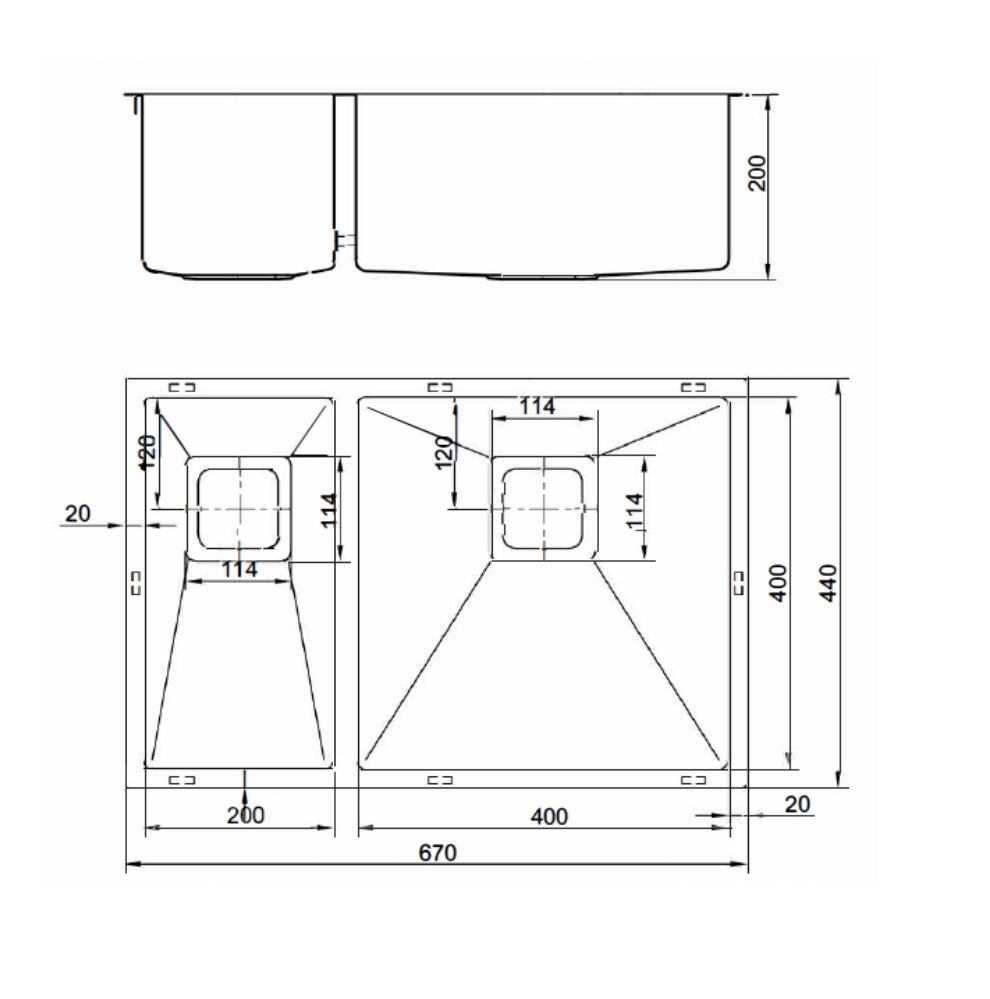 VEROTTI INOX 1 1/2 BOWL UNIVERSAL STAINLESS STEEL KITCHEN SINK 670MM (AVAILABLE IN LEFT OR RIGHT CONFIGURATION)