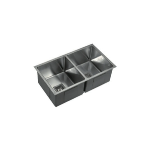 VEROTTI INOX DOUBLE BOWL UNIVERSAL STAINLESS STEEL KITCHEN SINK GUN METAL 865MM