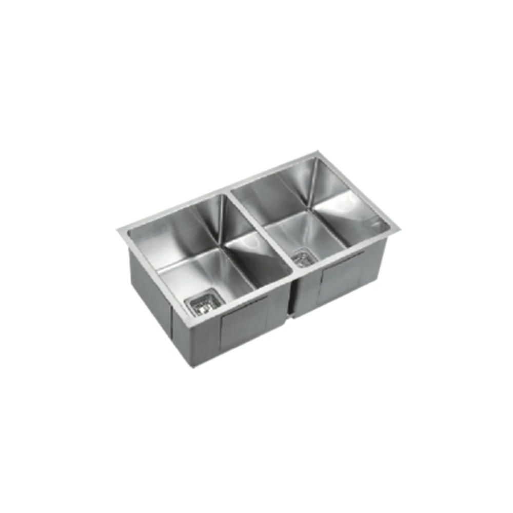 VEROTTI INOX DOUBLE BOWL UNIVERSAL STAINLESS STEEL KITCHEN SINK BRUSHED BRASS 865MM