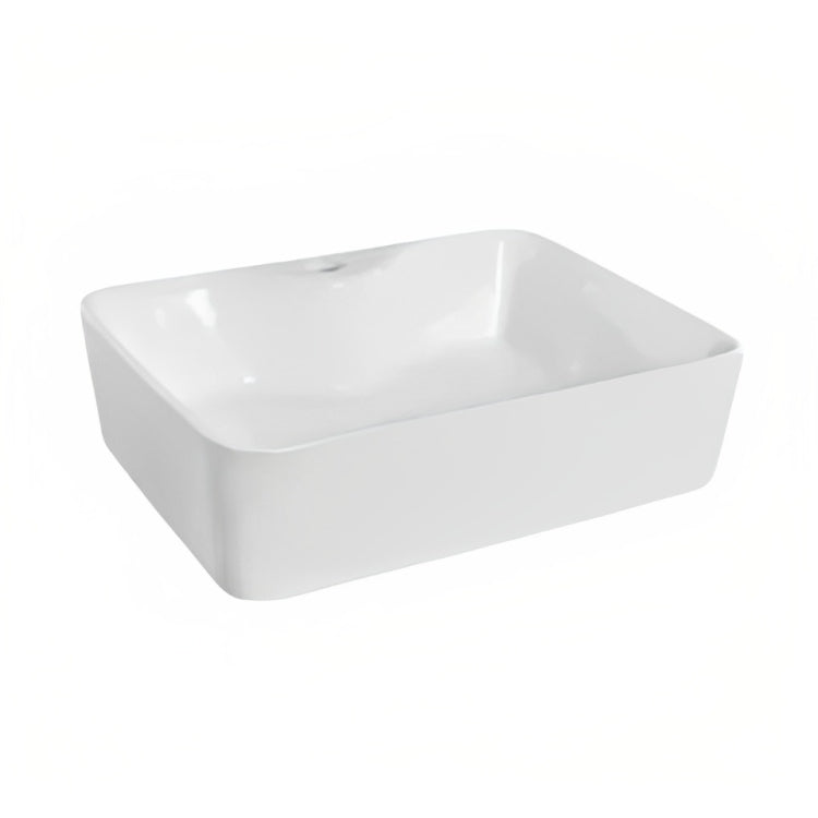 INSPIRE SQUARE ONE TAP HOLE BASIN GLOSS WHITE 490MM
