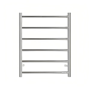 INSPIRE HEATED TOWEL RAIL 6 BAR ROUND CHROME 650MM