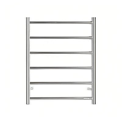 INSPIRE HEATED TOWEL RAIL 6 BAR ROUND CHROME 650MM