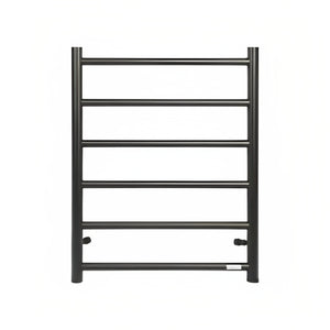 INSPIRE HEATED TOWEL RAIL 6 BAR ROUND MATTE BLACK 650MM