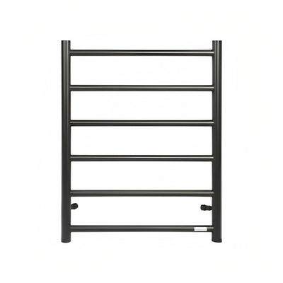 INSPIRE HEATED TOWEL RAIL 6 BAR ROUND MATTE BLACK 650MM