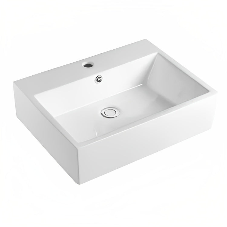 INSPIRE SQUARE FINE CERAMIC WALL HUNG BASIN GLOSS WHITE 510MM