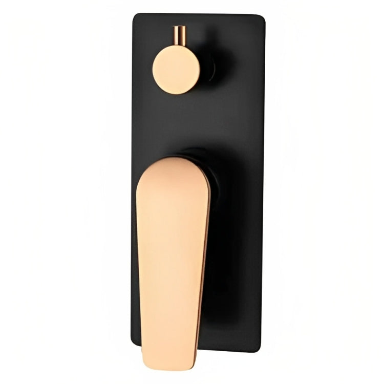 INSPIRE ZEVIO WALL DIVERTER SHOWER MIXER 200MM MATTE BLACK AND ROSE GOLD