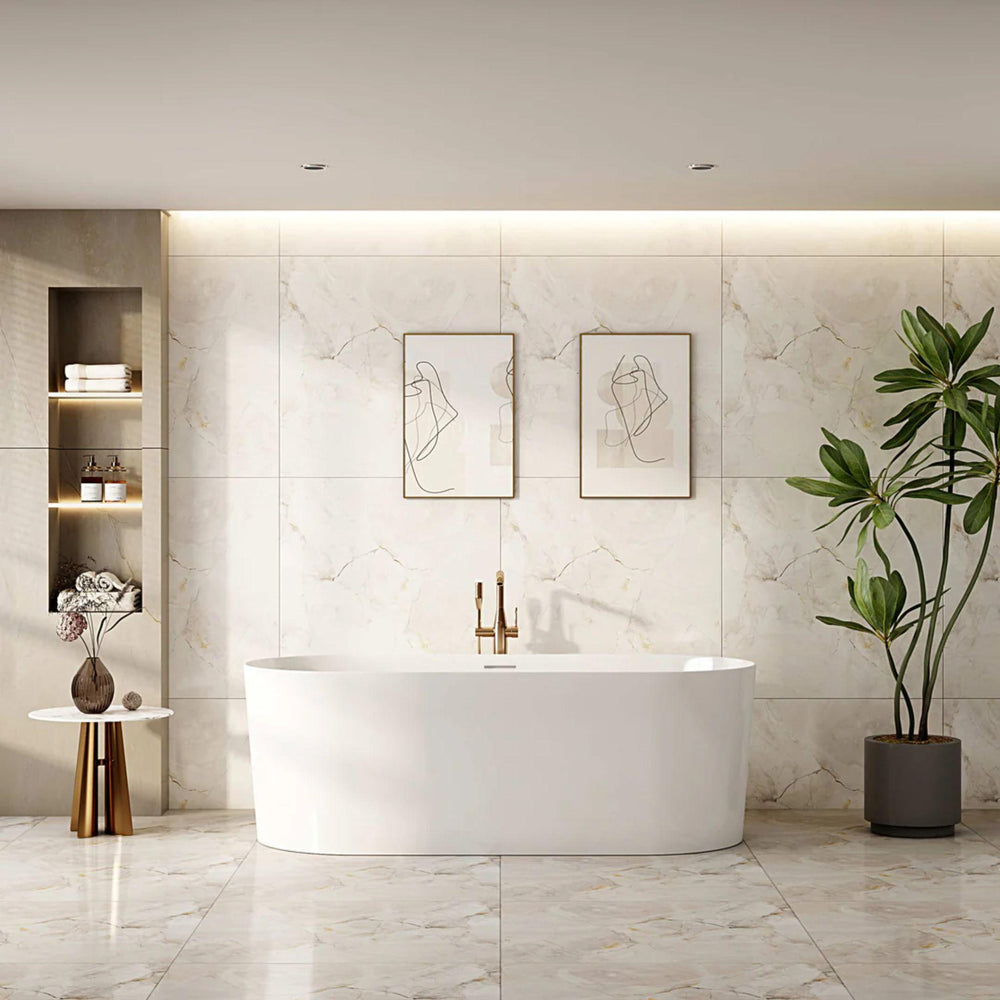 MERCIO ISEO FREESTANDING BATHTUB GLOSS WHITE (AVAILABLE IN MULTIPLE SIZES)
