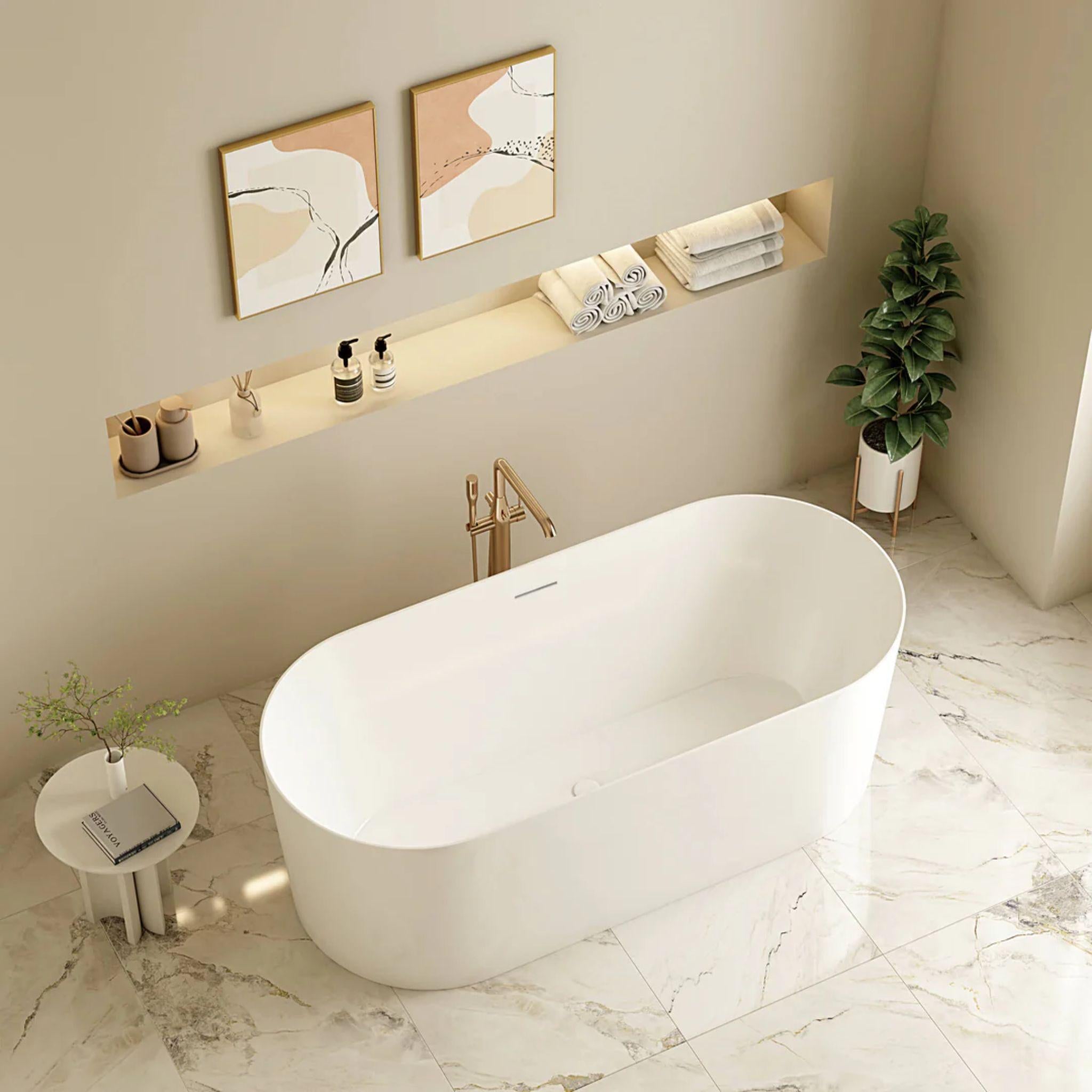 MERCIO ISEO FREESTANDING BATHTUB GLOSS WHITE (AVAILABLE IN MULTIPLE SIZES)