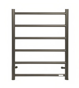 INSPIRE HEATED TOWEL RAIL 6 BAR ROUND GUN METAL 650MM