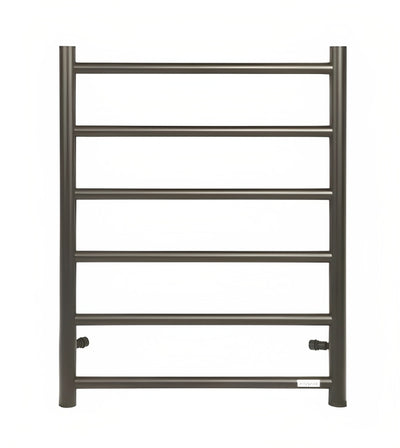 INSPIRE HEATED TOWEL RAIL 6 BAR ROUND GUN METAL 650MM