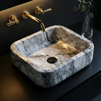 INFINITY ART BASIN NATURE STONE SQUARE MARBLE 400MM