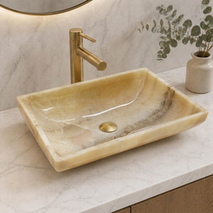 INFINITY ART BASIN ABOVE COUNTER SQUARE MARBLE 420MM