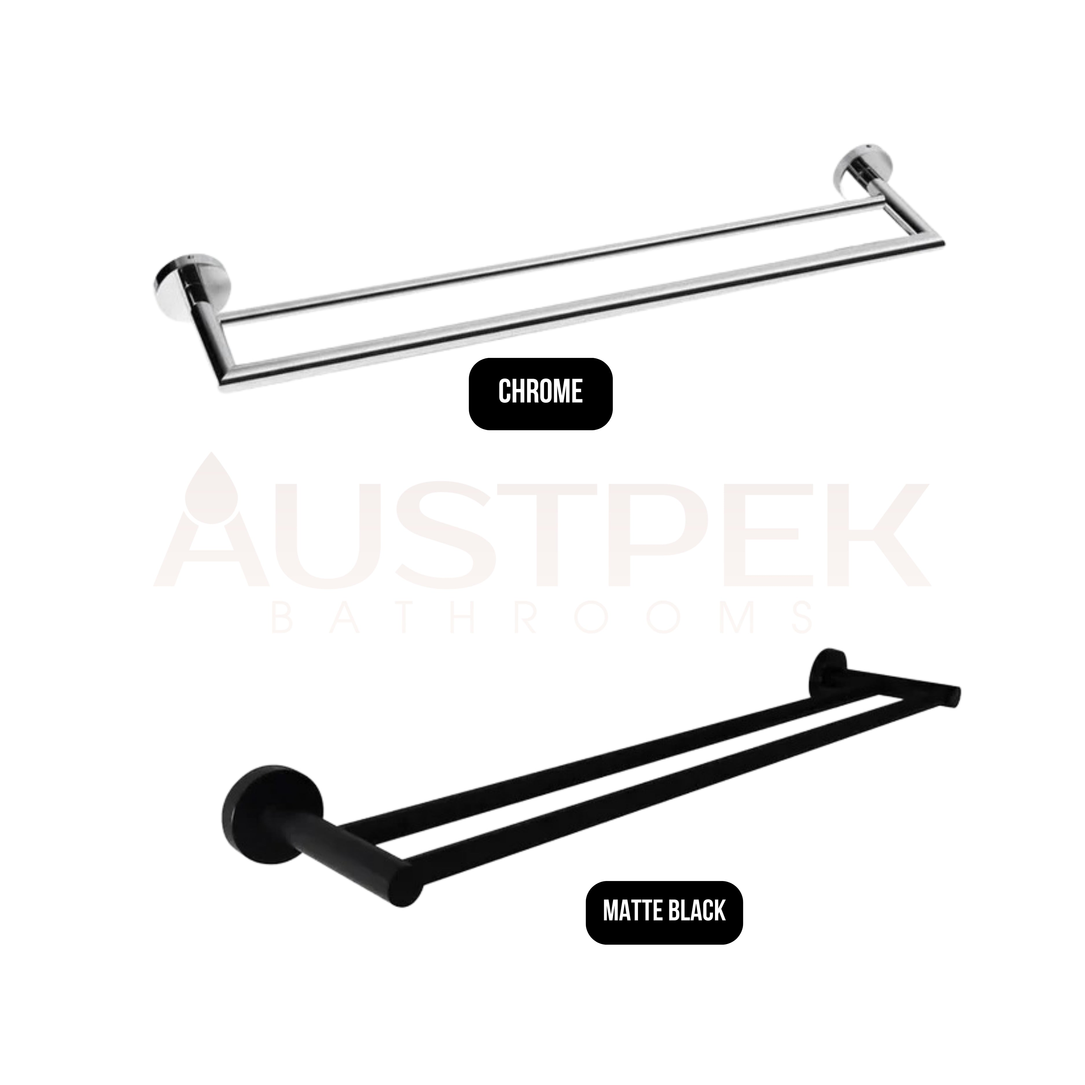INSPIRE RONDO DOUBLE NON-HEATED TOWEL RAIL CHROME 600MM AND 750MM