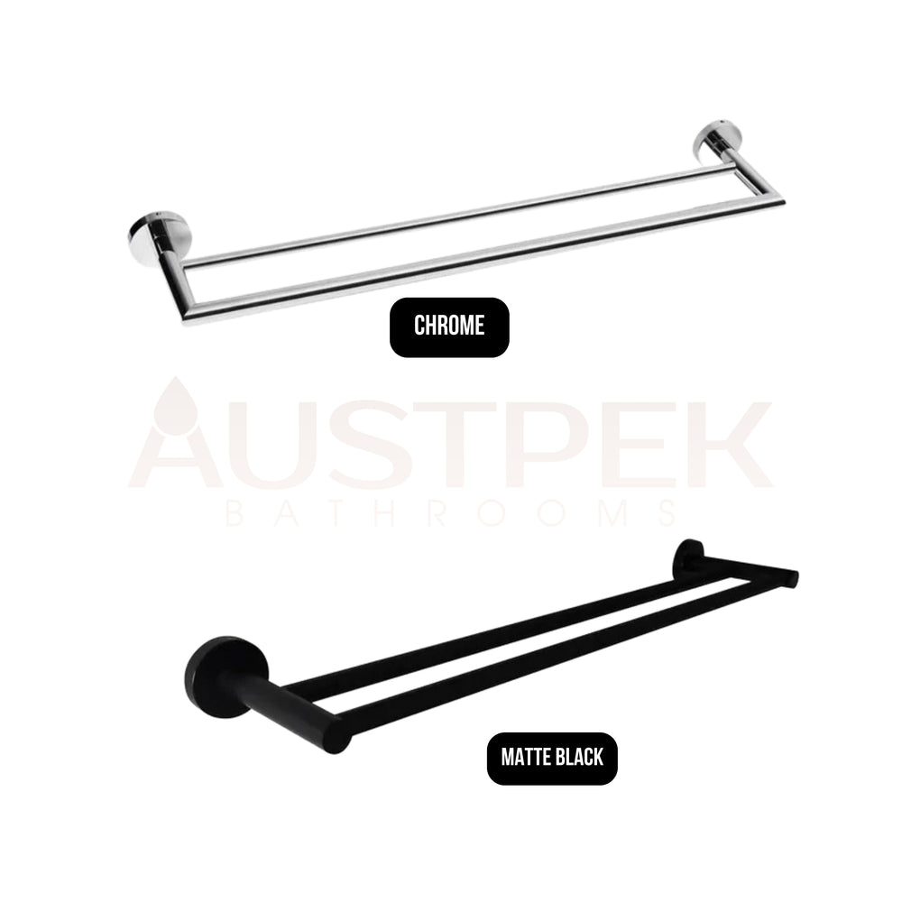 INSPIRE RONDO DOUBLE NON-HEATED TOWEL RAIL MATTE BLACK 600MM