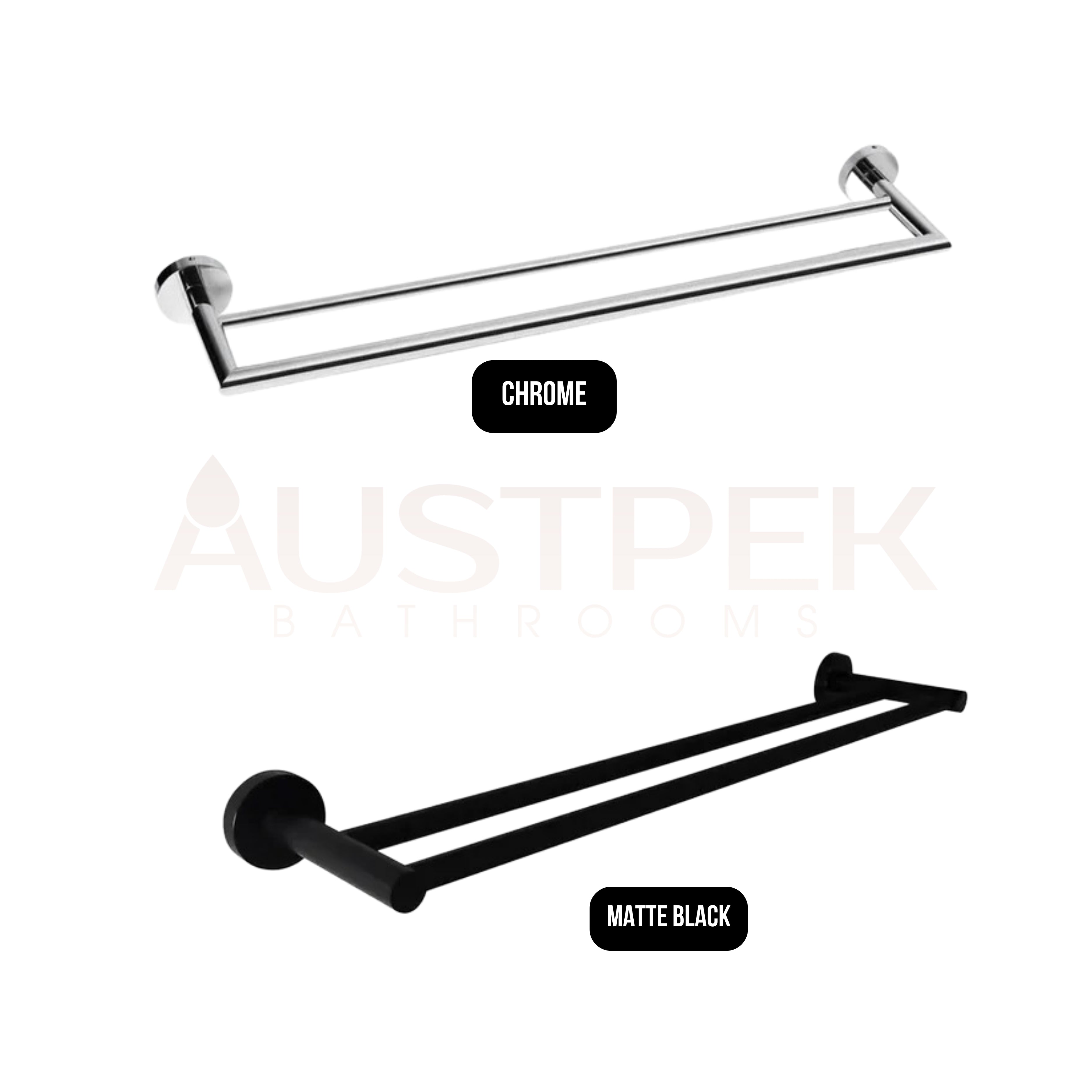 INSPIRE RONDO DOUBLE NON-HEATED TOWEL RAIL MATTE BLACK 600MM