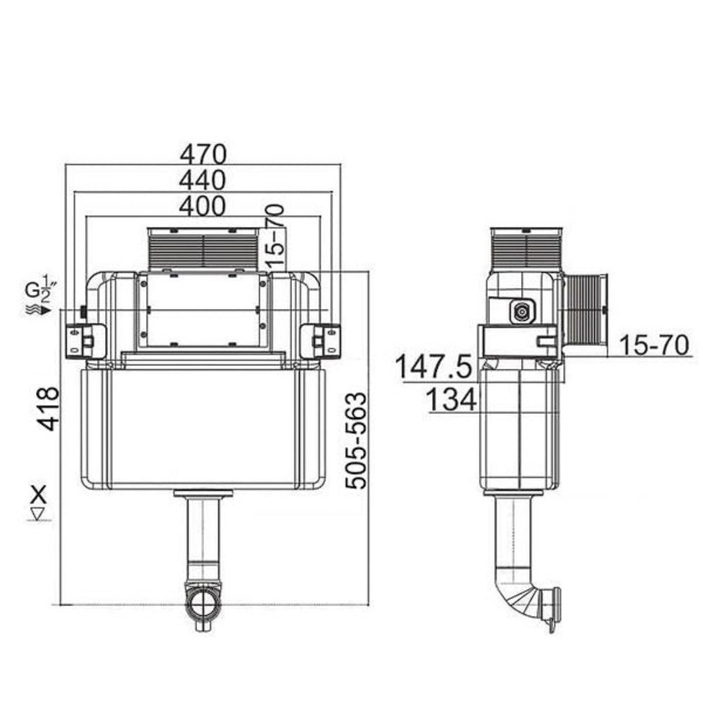 DELTA R&T INWALL FLOOR STANDING LOW RISE CISTERN FOR WALL FACED PAN