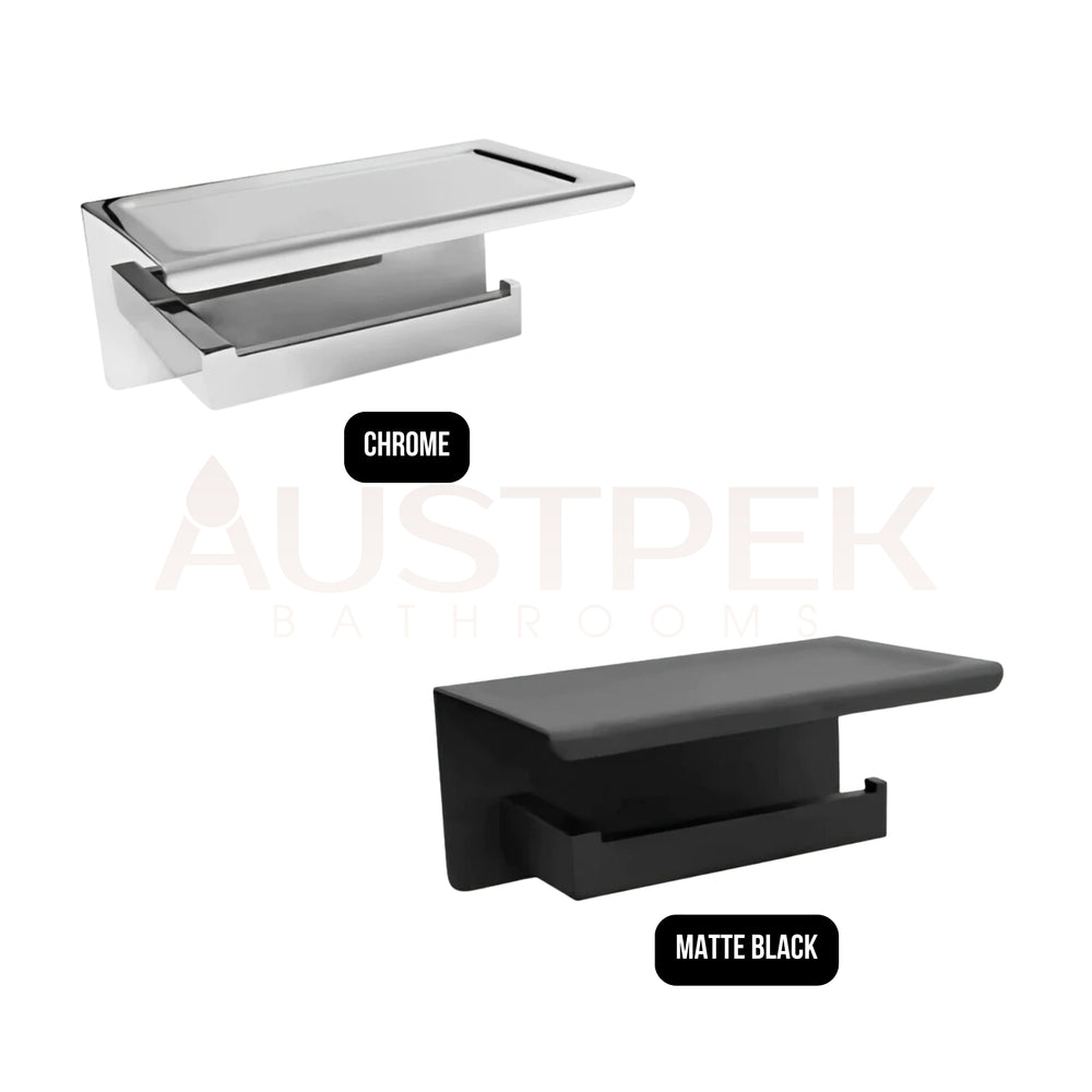 INSPIRE PAPER HOLDER WITH PHONE SHELF MATTE BLACK 190MM