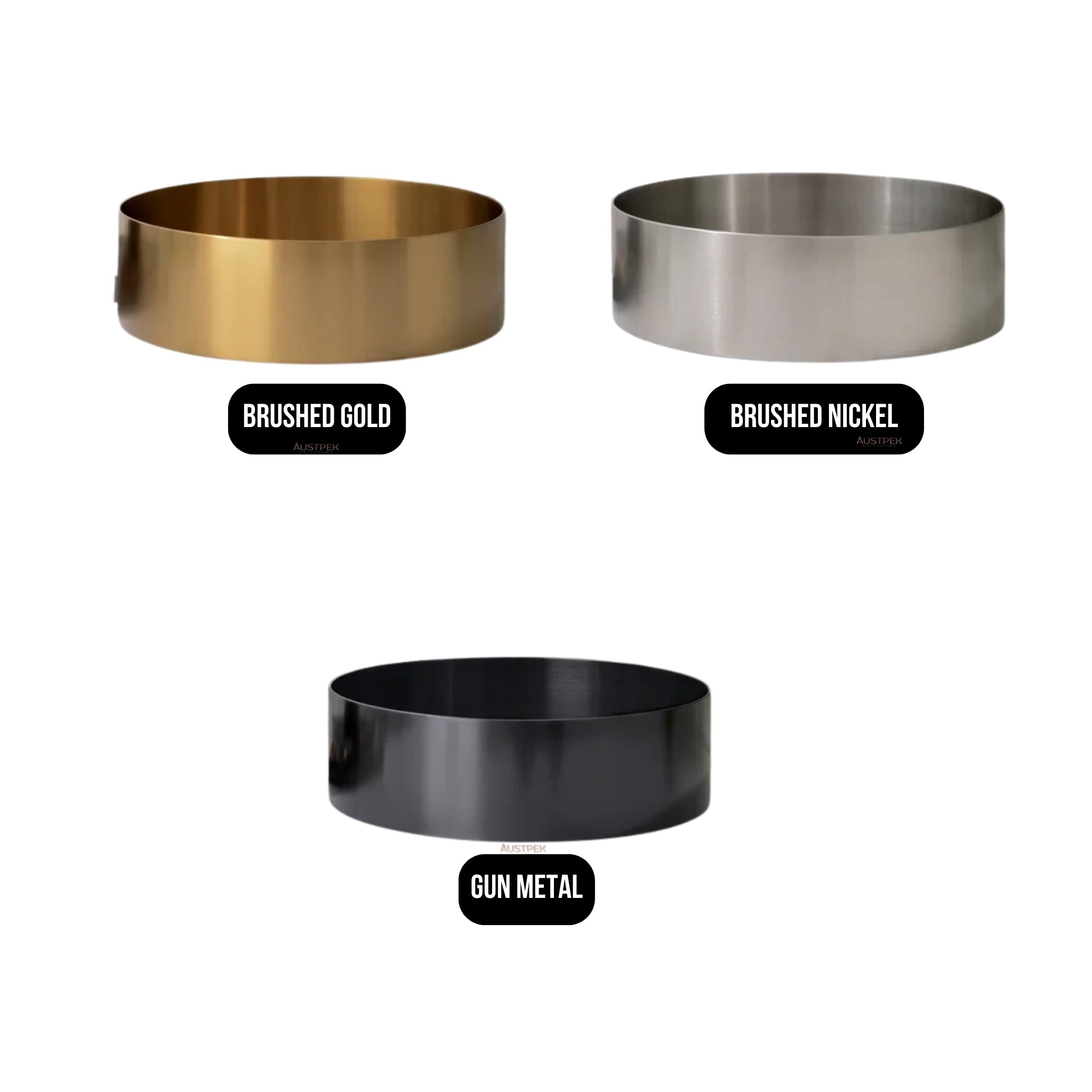 INFINITY HANDMADE BASIN STAINLESS STEEL ROUND GUN METAL 380MM
