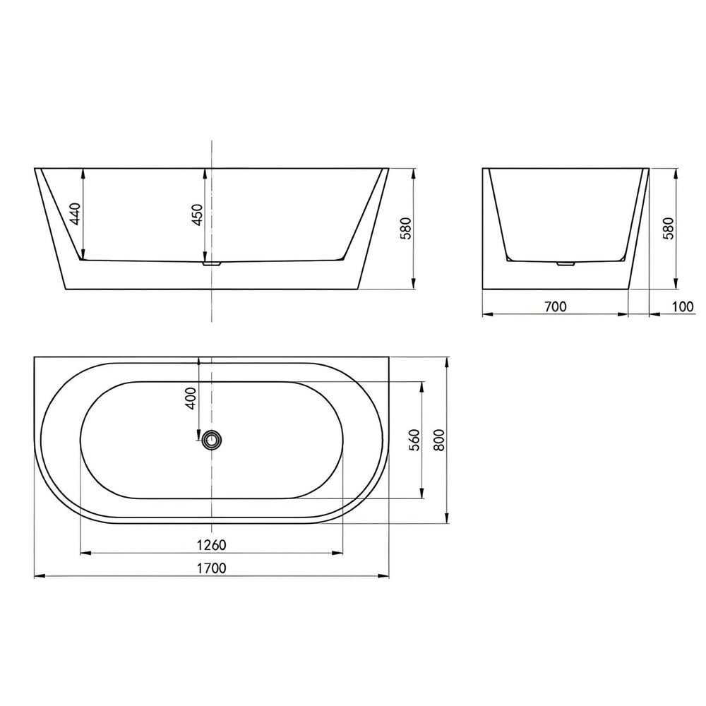 INSPIRE VERONA BACK-TO-WALL FREESTANDING BATHTUB MATTE WHITE (AVAILABLE IN 1500MM AND 1700MM)